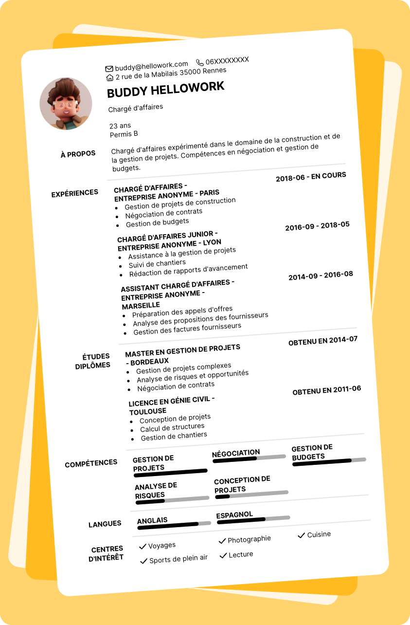 Exemple CV Chargé d'affaires