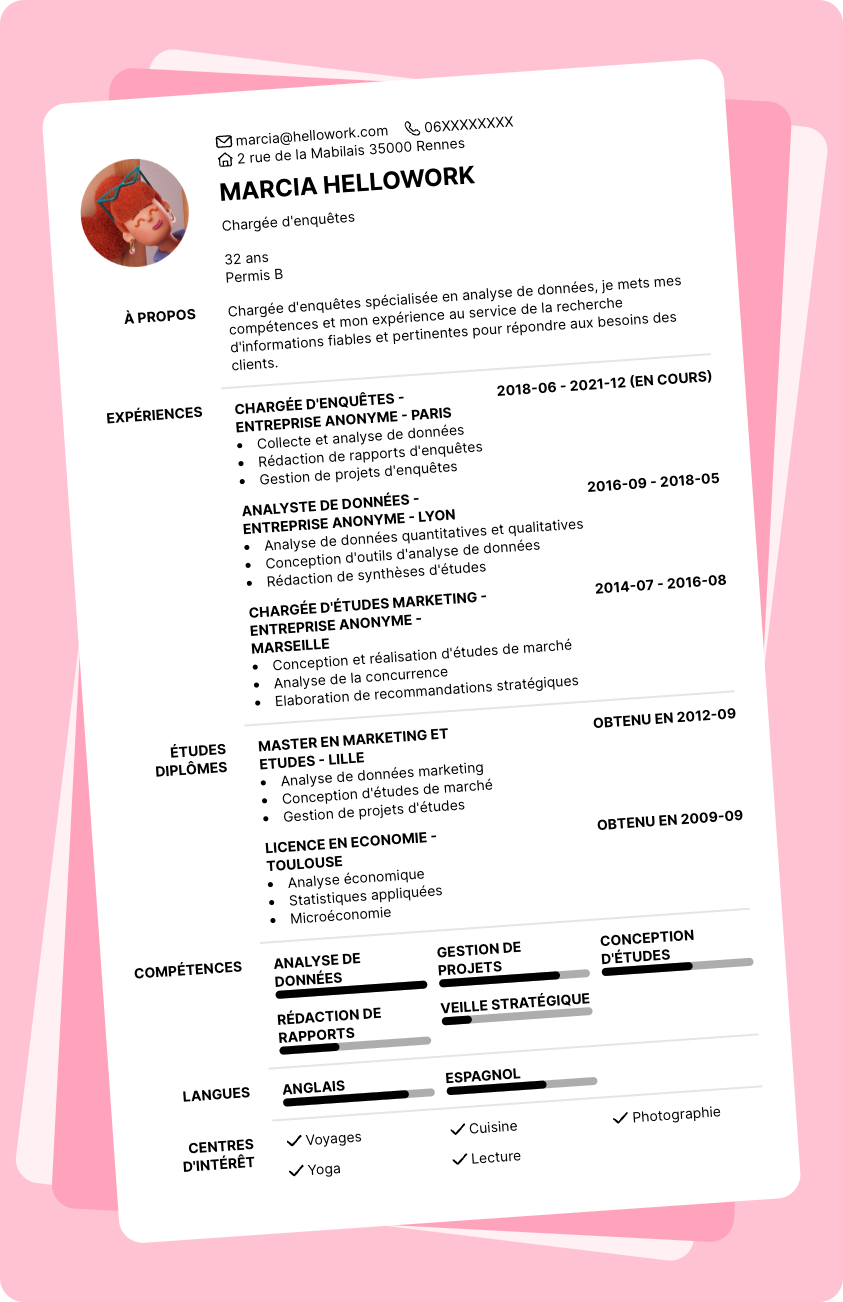 Modèle CV Enquêteur Exemple CV Enquêteur