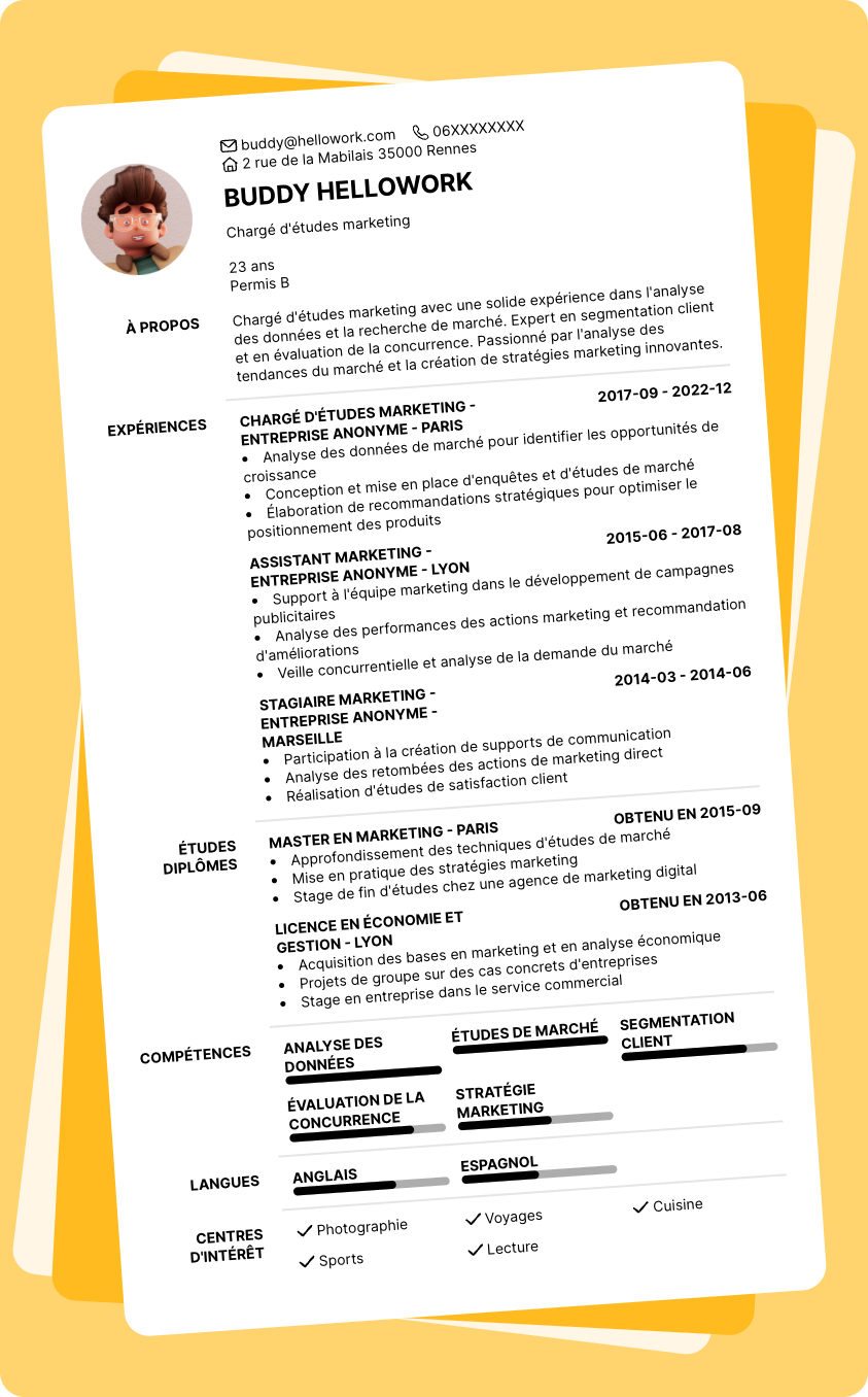 Exemple CV Chargé d'études marketing