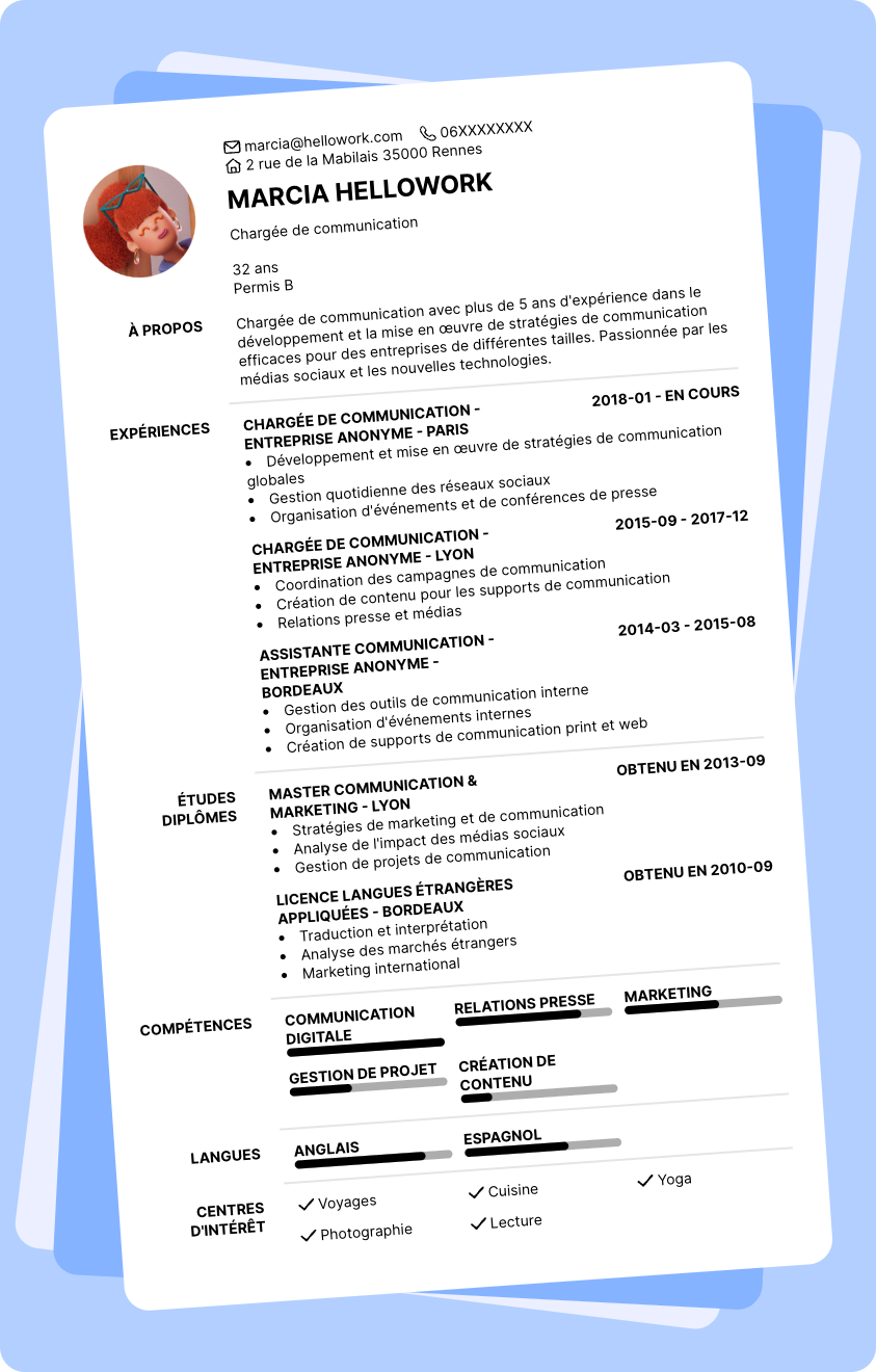 Exemple CV Chargé de communication