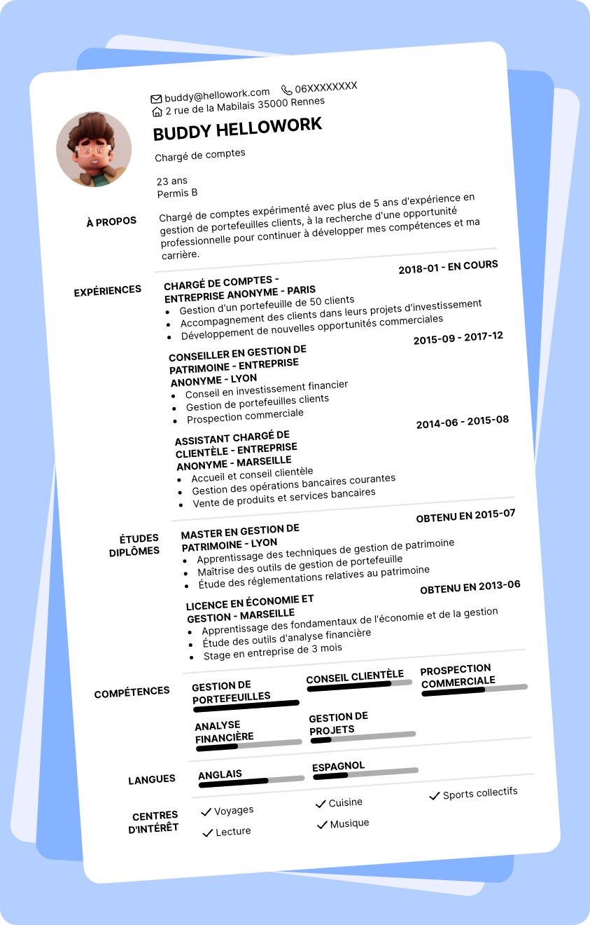Modèle CV Chargé de comptes Exemple CV Chargé de comptes