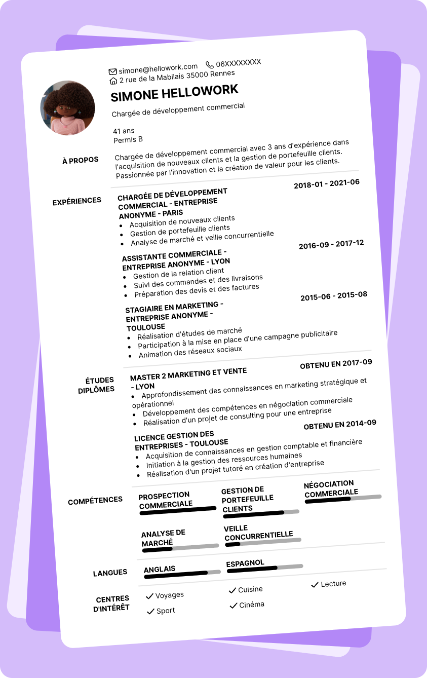 Modèle CV Chargé de développement commercial Exemple CV Chargé de développement commercial