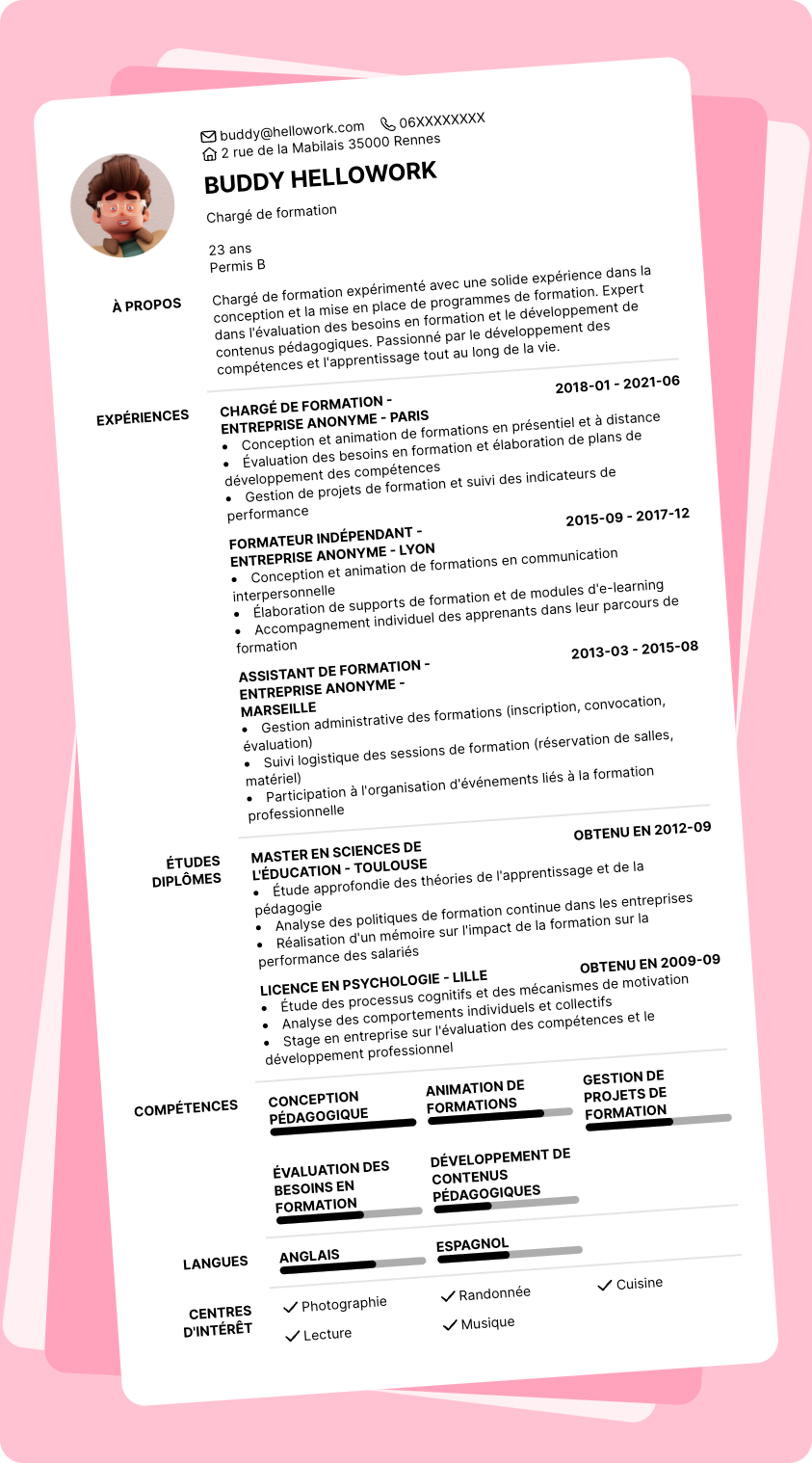 Exemple CV Chargé de formation