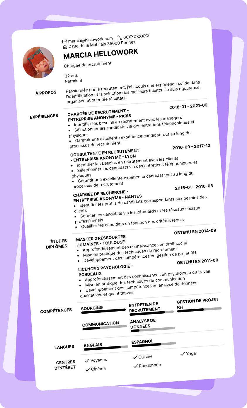 Exemple CV Chargé de recrutement