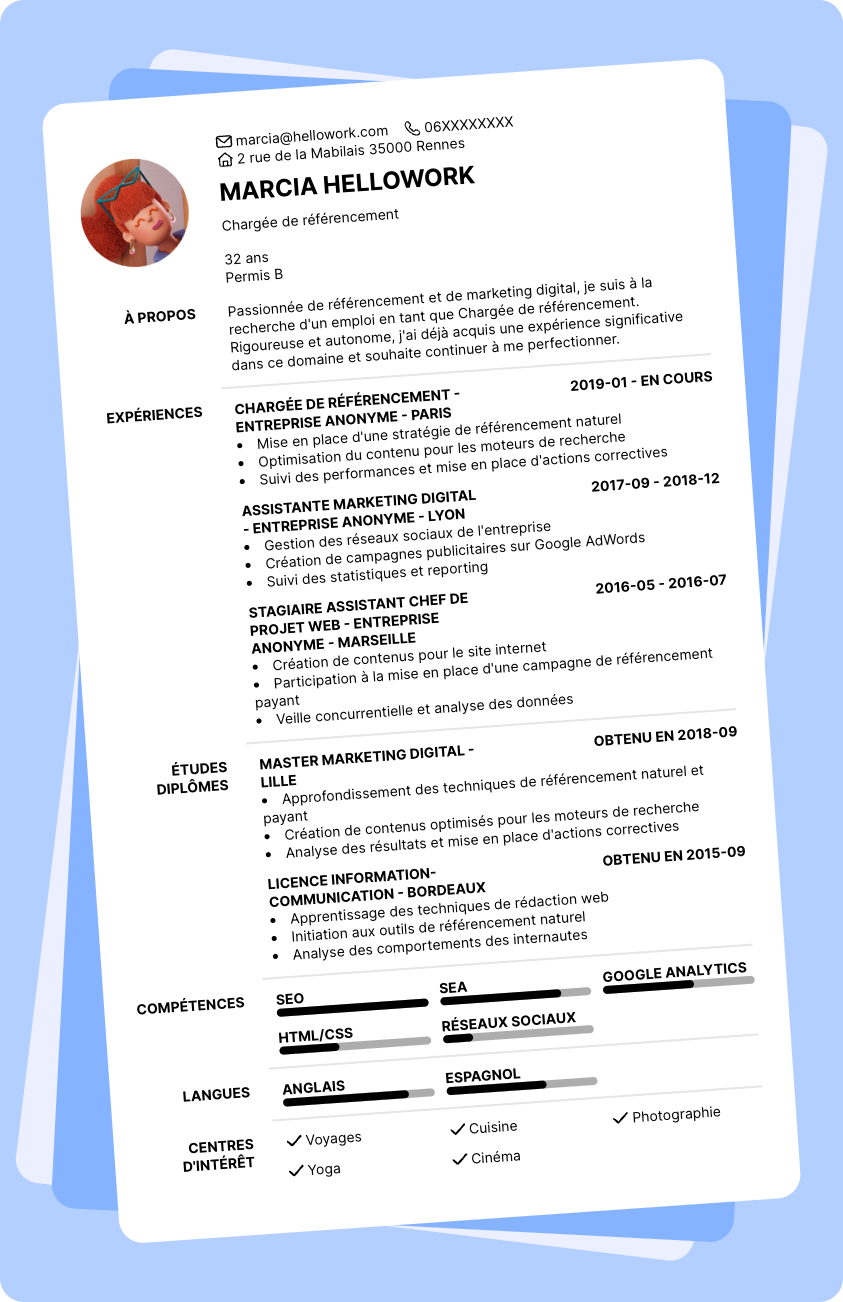 Modèle CV Référenceur Exemple CV Référenceur
