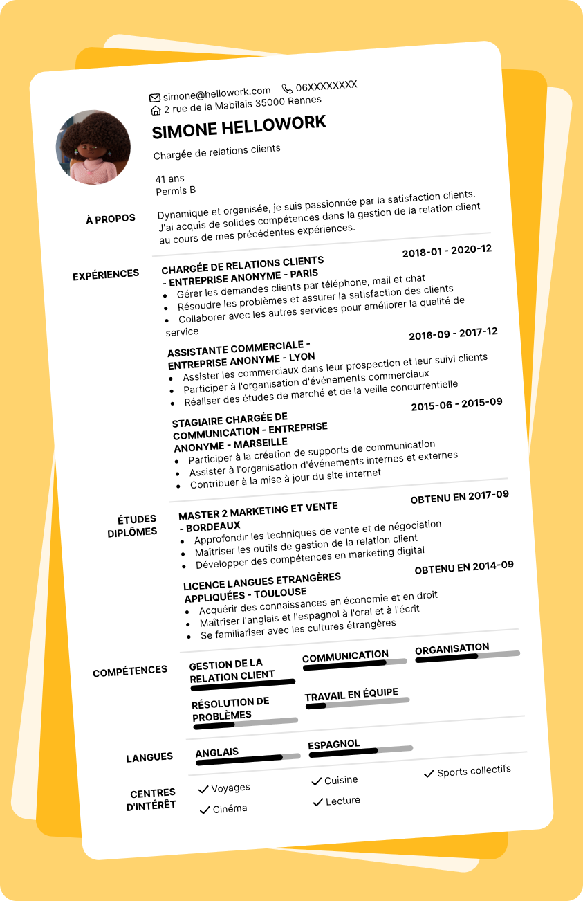 Modèle CV Chargé de la relation client Exemple CV Chargé de la relation client