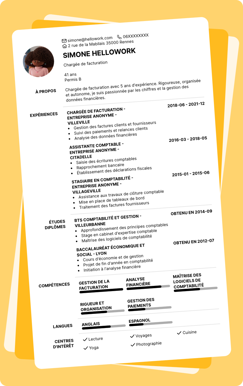 Modèle CV Chargé de facturation Exemple CV Chargé de facturation
