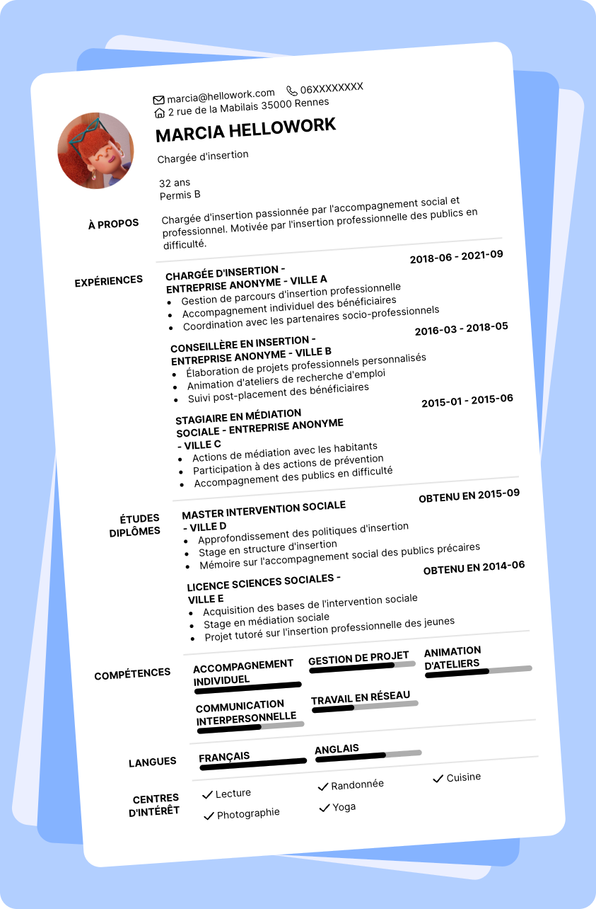 Exemple CV Chargé d'insertion