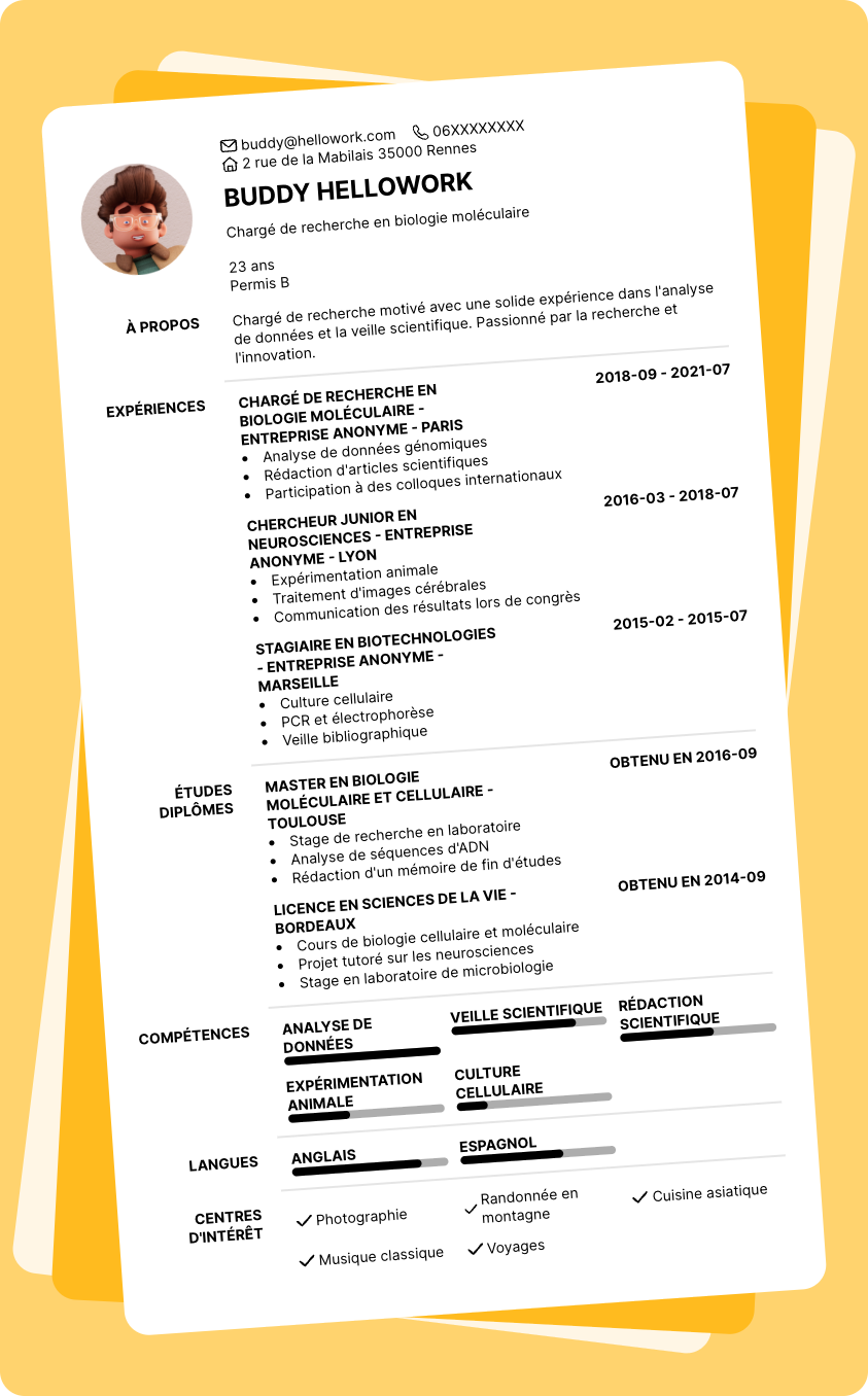 Exemple CV Chargé de recherche