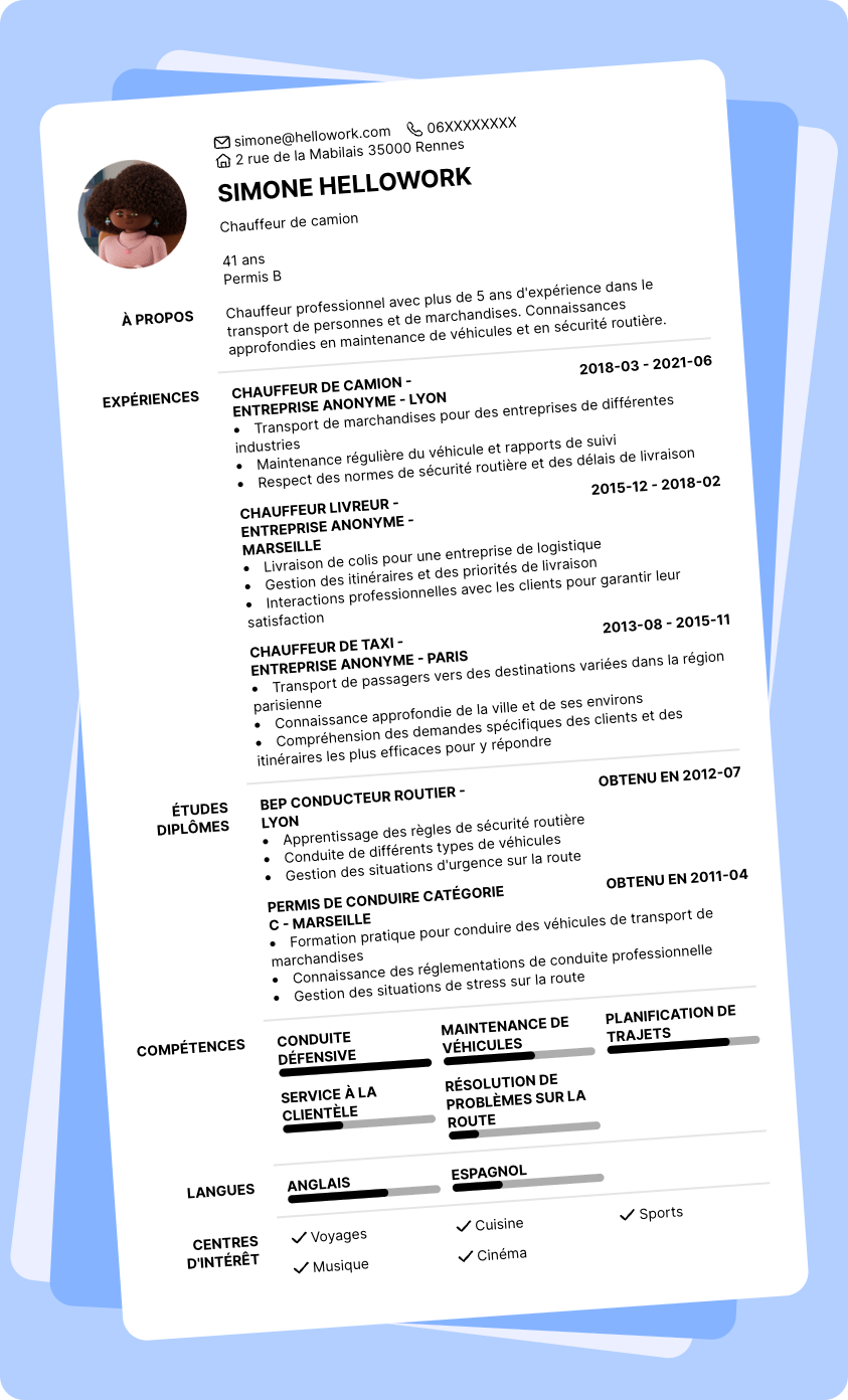 Exemple CV Chauffeur