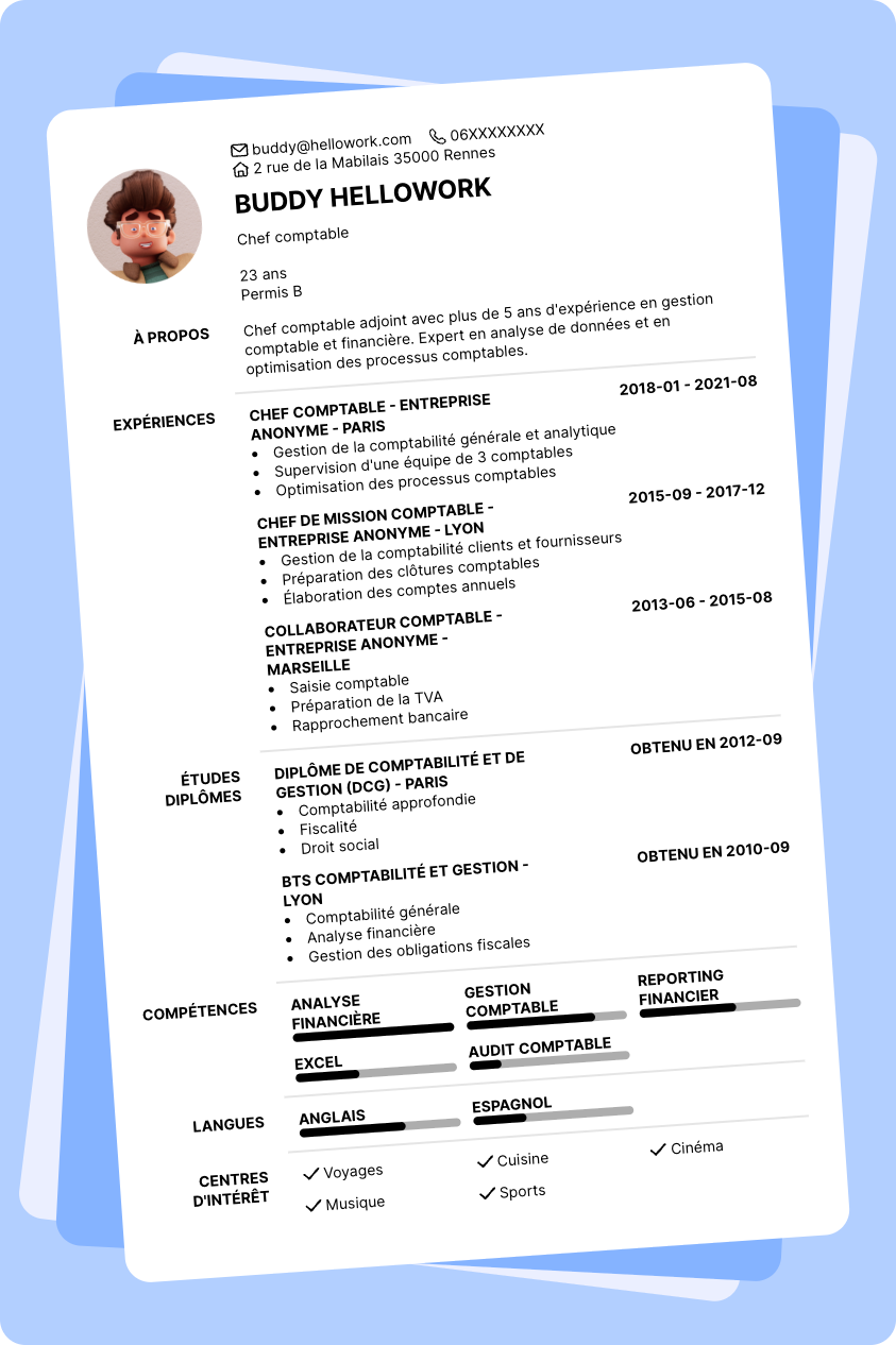 Modèle CV Adjoint chef comptable Exemple CV Adjoint chef comptable