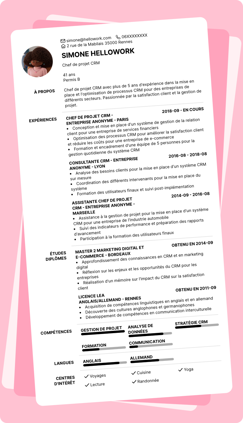 Modèle CV Chef de projet CRM Exemple CV Chef de projet CRM