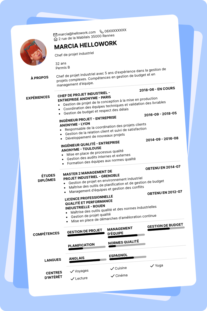 Exemple CV Chef de projet industriel