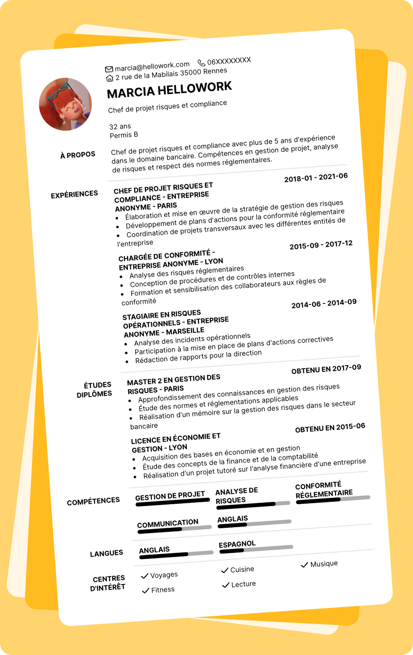 Exemple CV Compliance manager