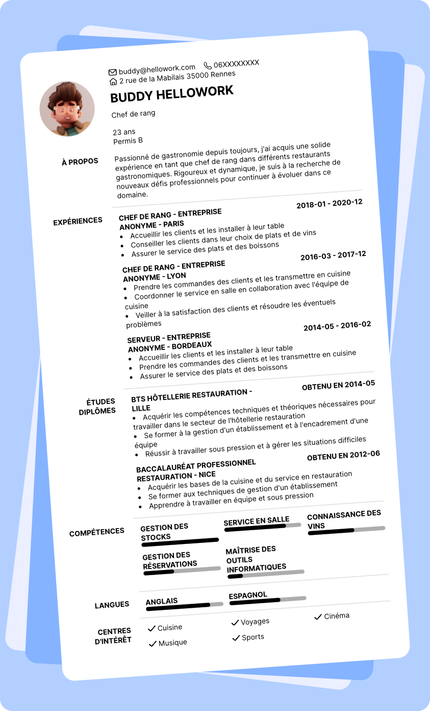 Modèle CV Chef de rang Exemple CV Chef de rang
