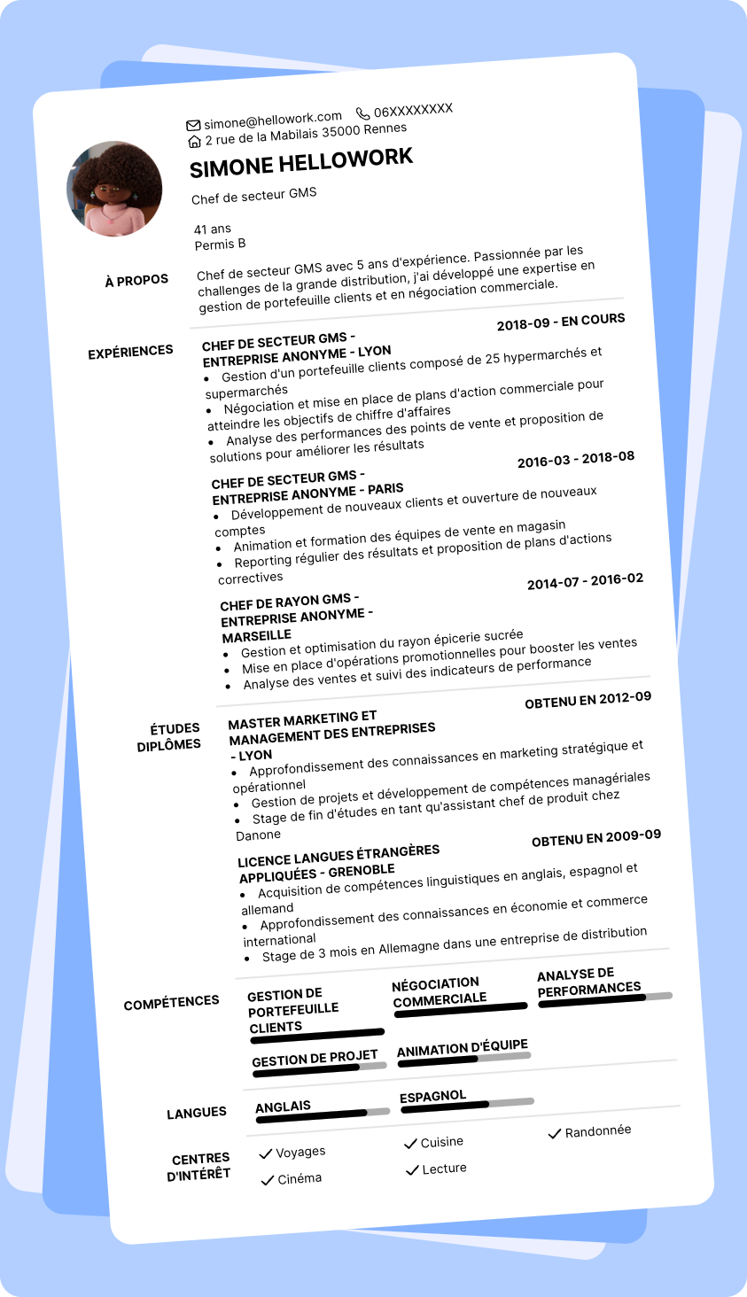 Modèle CV Chef de secteur GMS Exemple CV Chef de secteur GMS