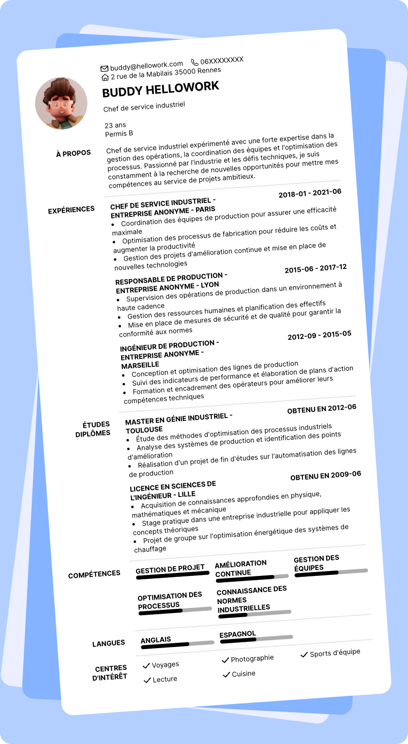 Exemple CV Chef d'équipe en industrie