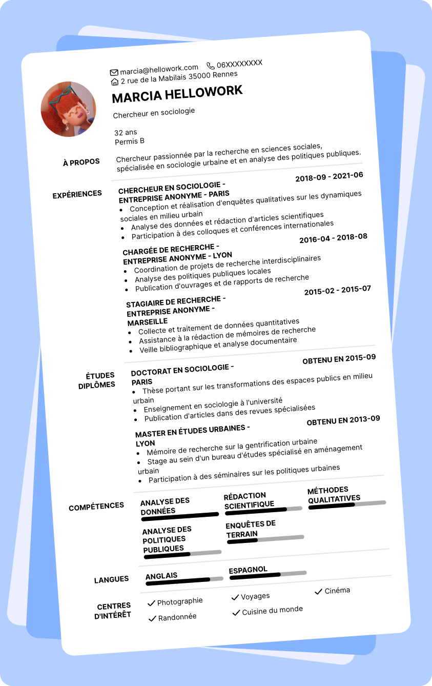 Modèle CV Chercheur Exemple CV Chercheur