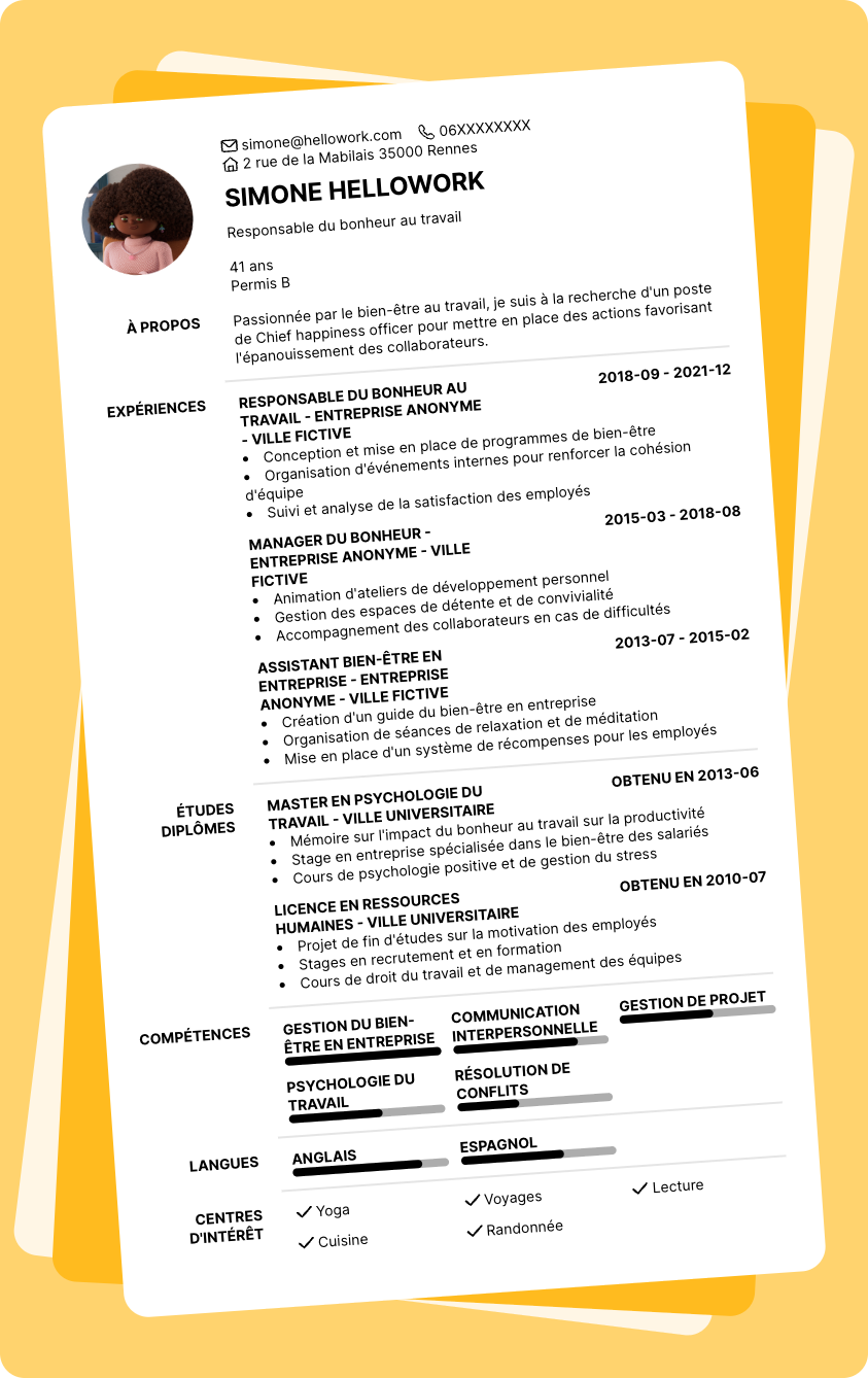 Exemple CV Chief happiness officer