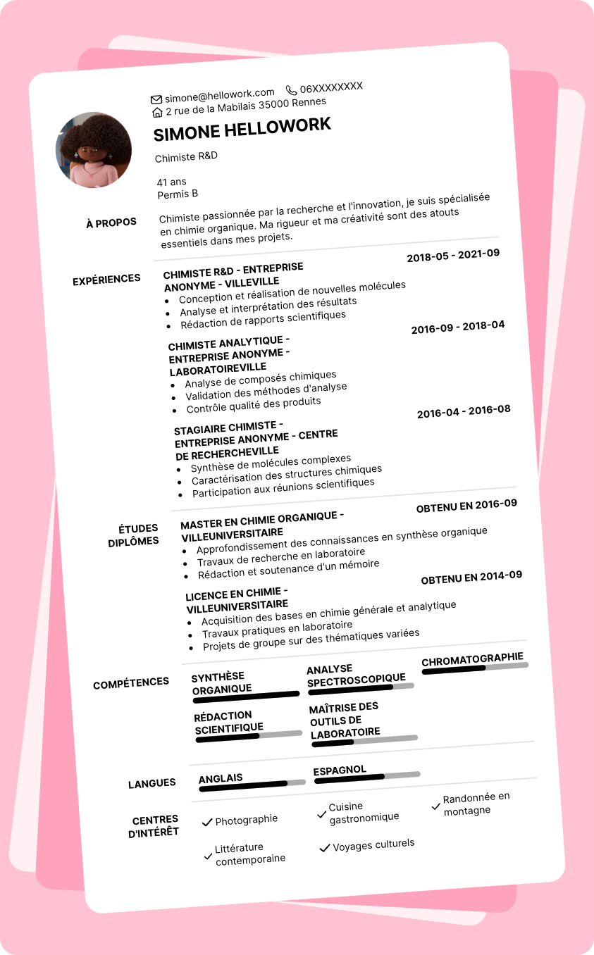 Exemple CV Chimiste