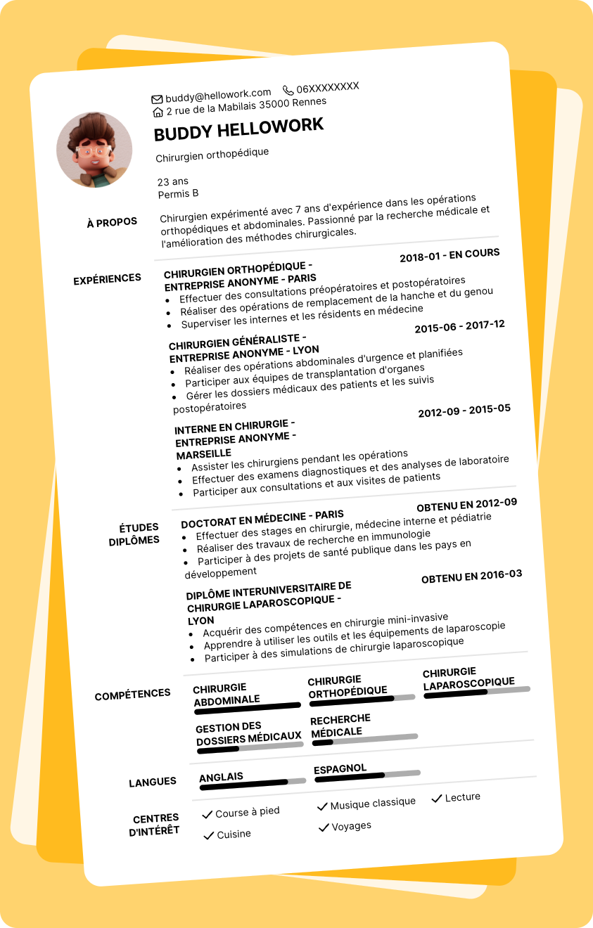 Exemple CV Chirurgien