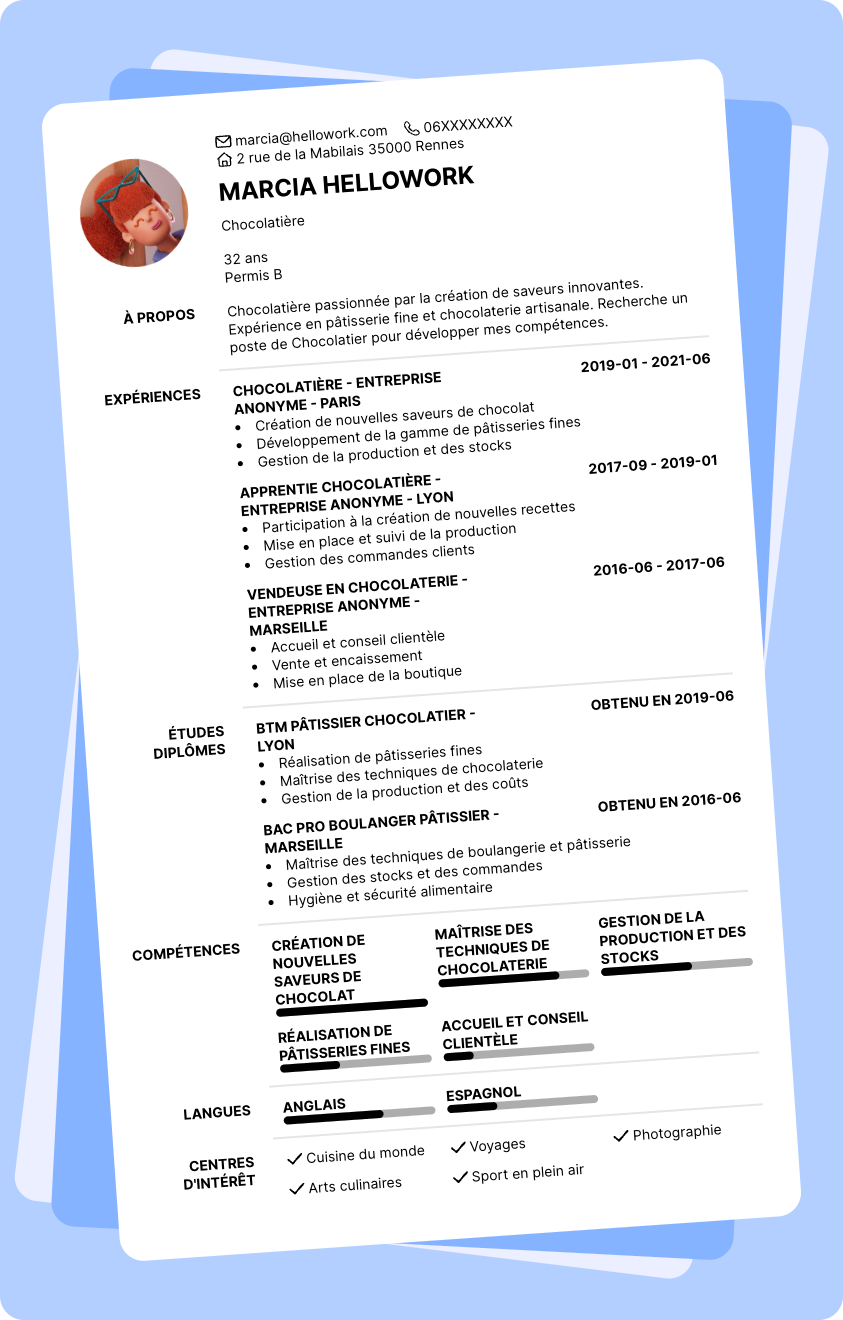 Exemple CV Chocolatier
