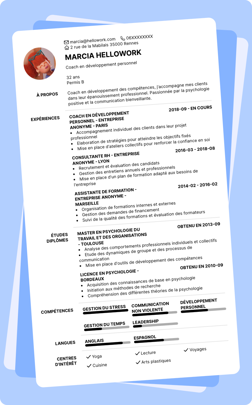 Modèle CV Coach en développement des compétences Exemple CV Coach en développement des compétences