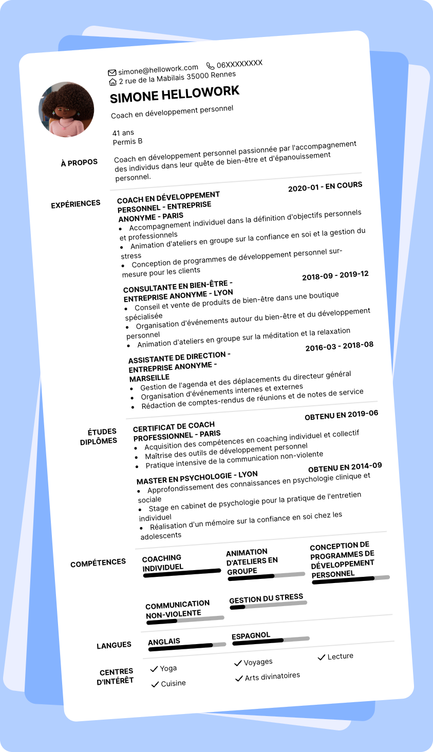 Exemple CV Coach en développement personnel
