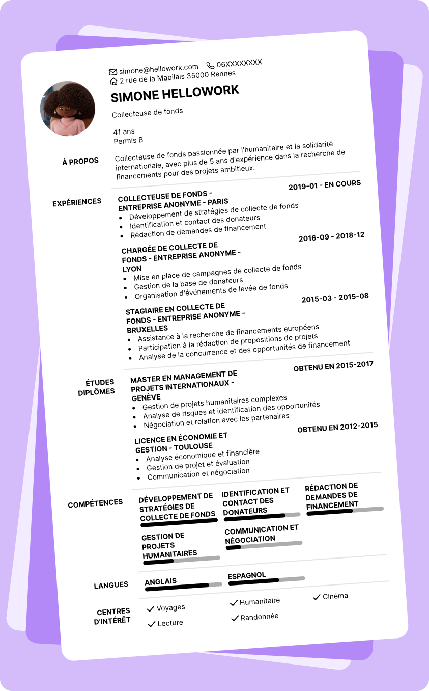 Exemple CV Fundraiser
