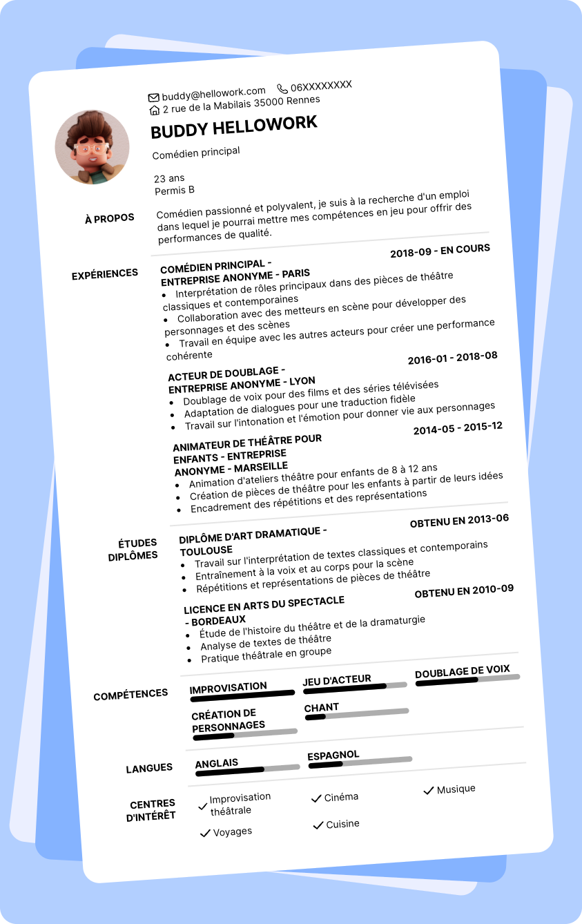 Exemple CV Comédien
