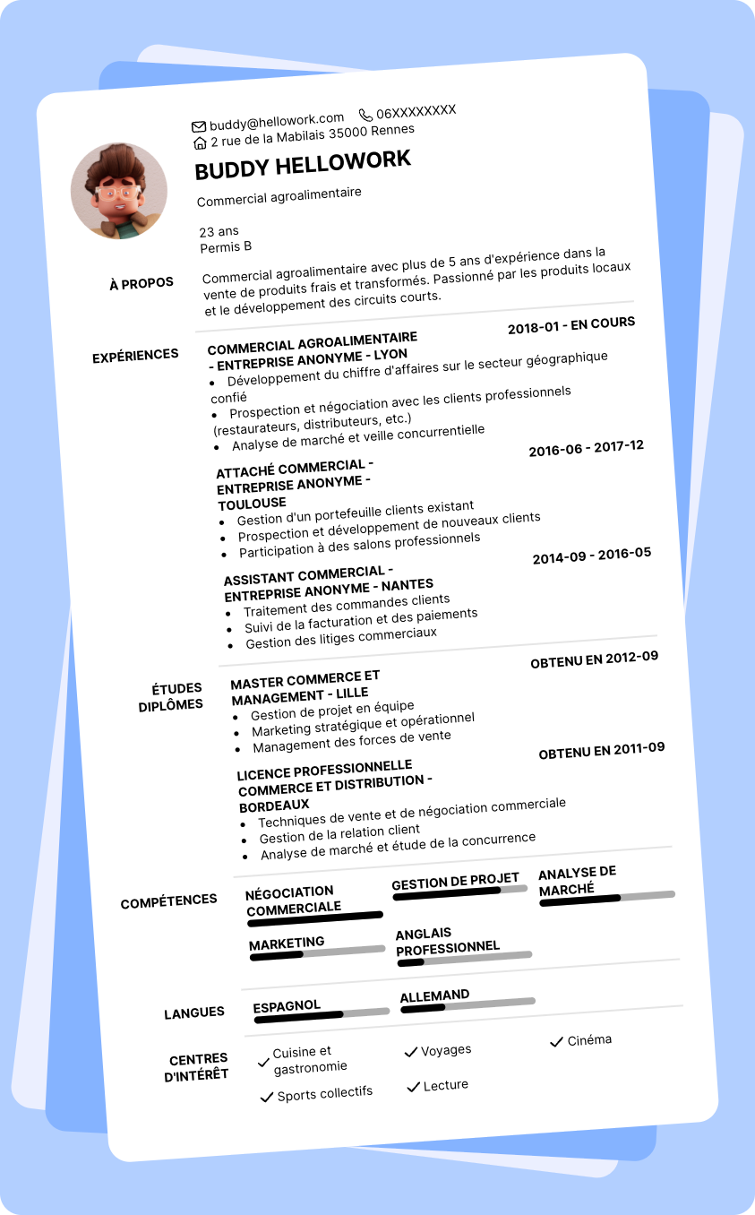 Exemple CV Commercial agroalimentaire