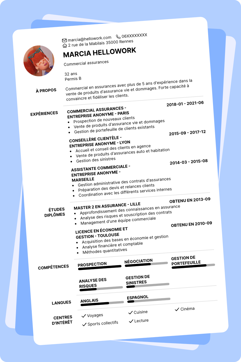 Exemple CV Conseiller en assurance