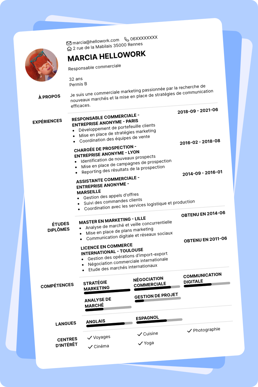 Modèle CV Commercial marketing Exemple CV Commercial marketing