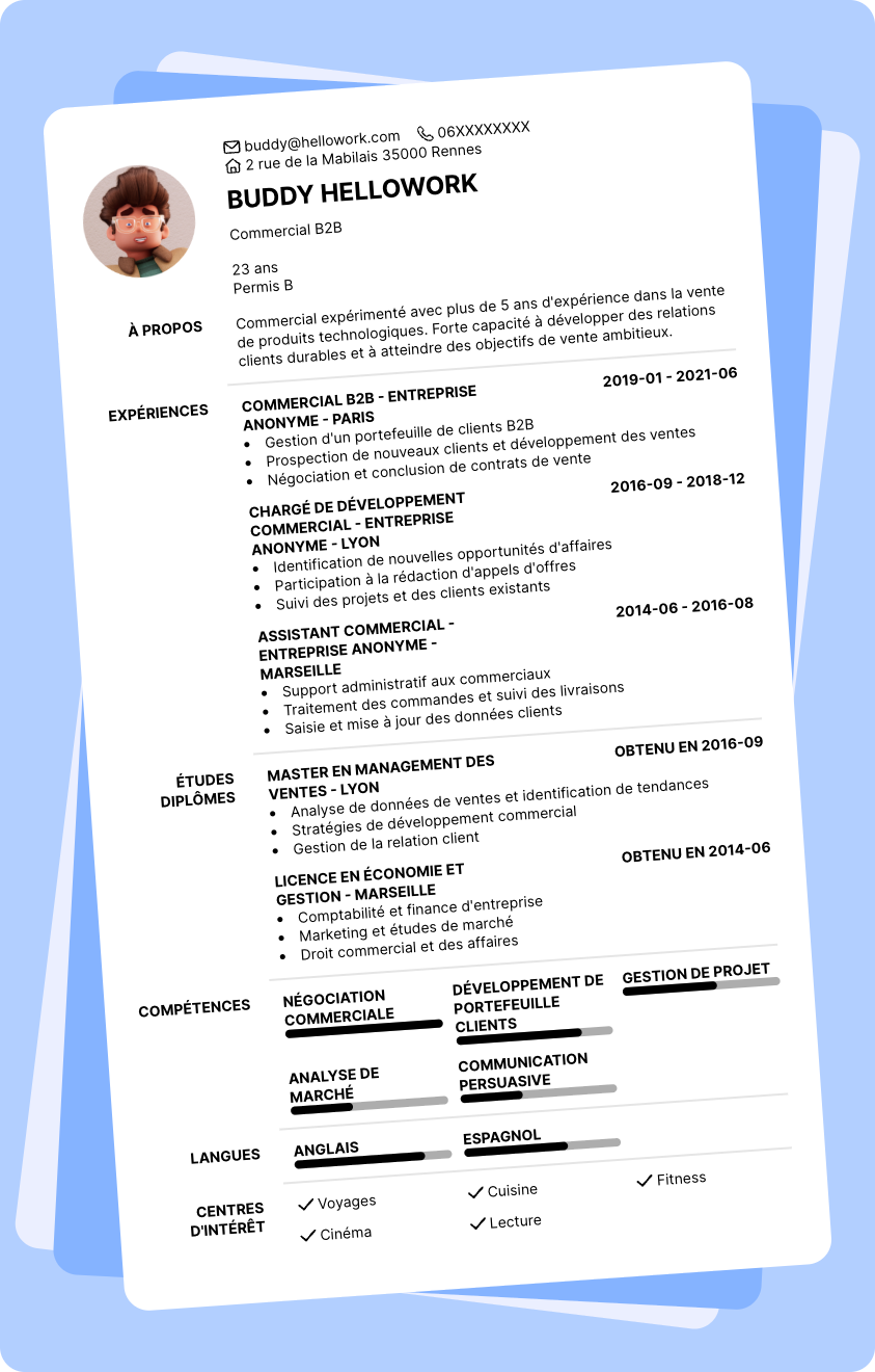 Exemple CV Commercial