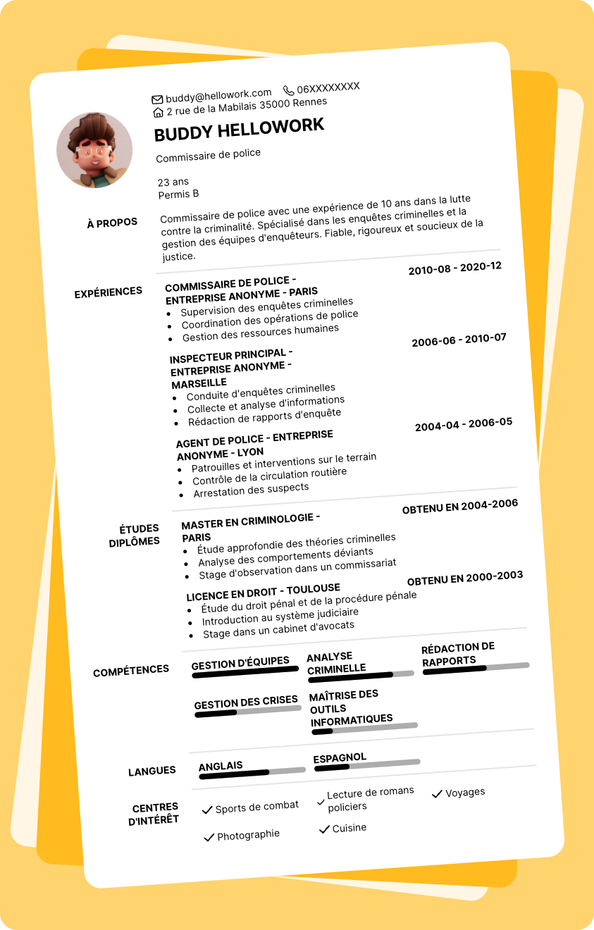 Exemple CV Commissaire de police
