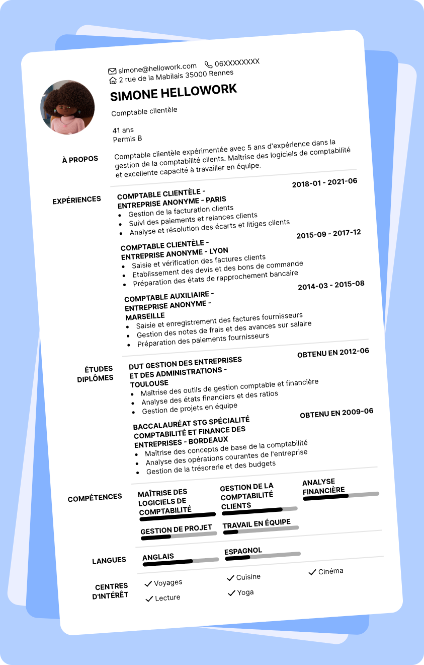 Modèle CV Comptable client Exemple CV Comptable client