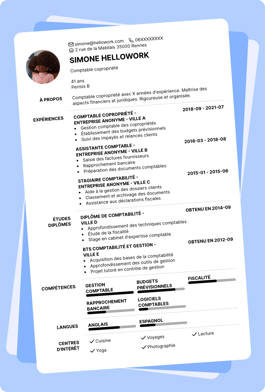 Modèle CV Comptable copropriété Exemple CV Comptable copropriété