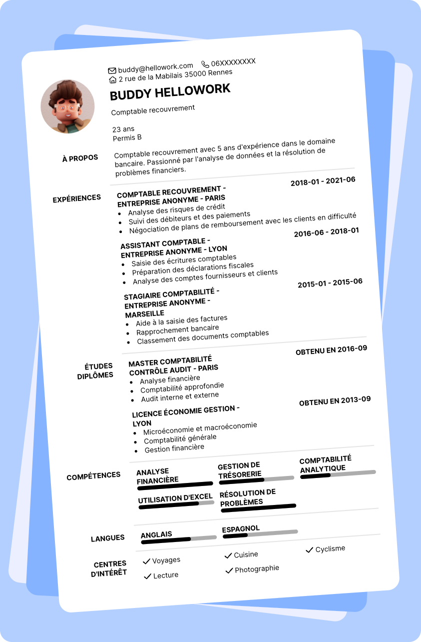 Exemple CV Comptable clients recouvrement