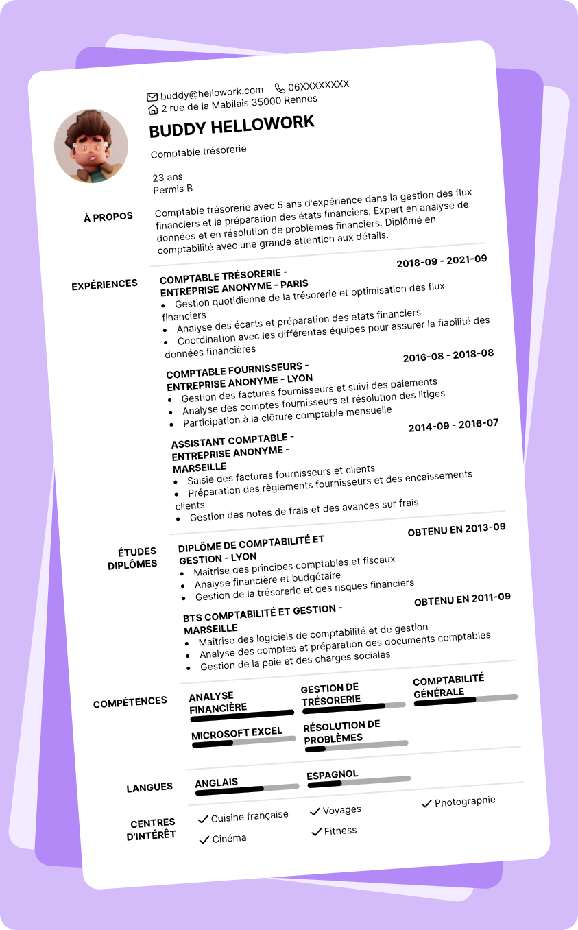 Modèle CV Comptable trésorerie Exemple CV Comptable trésorerie