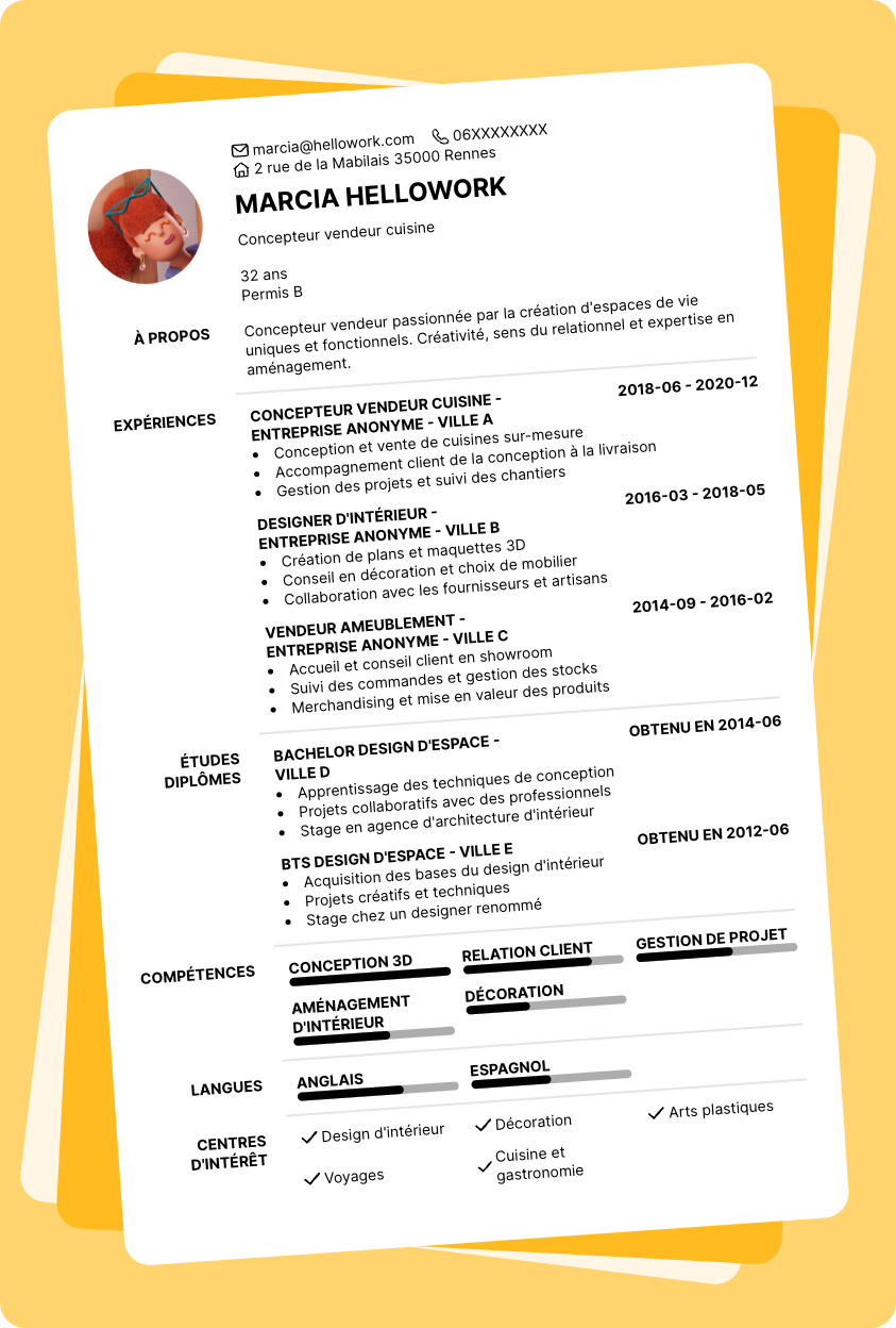 Exemple CV Concepteur vendeur