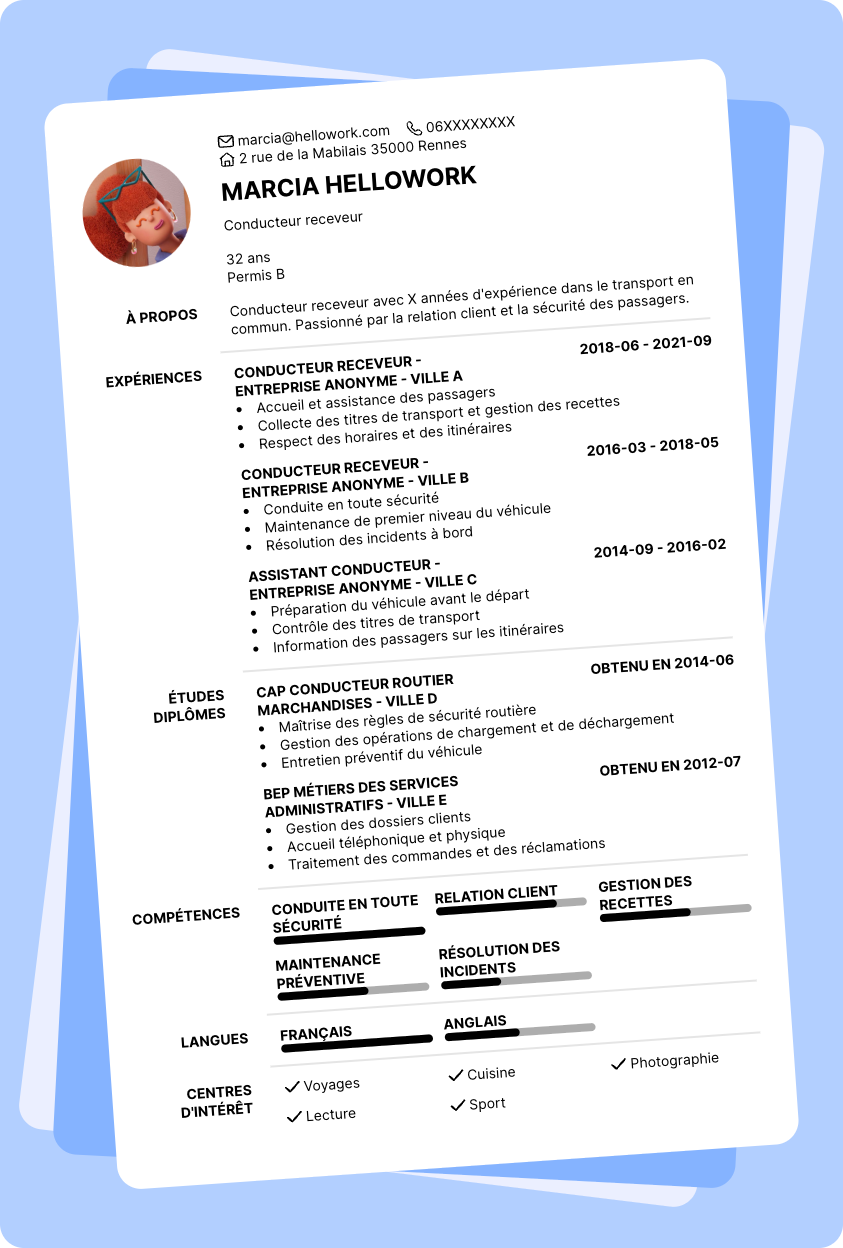 Exemple CV Conducteur receveur