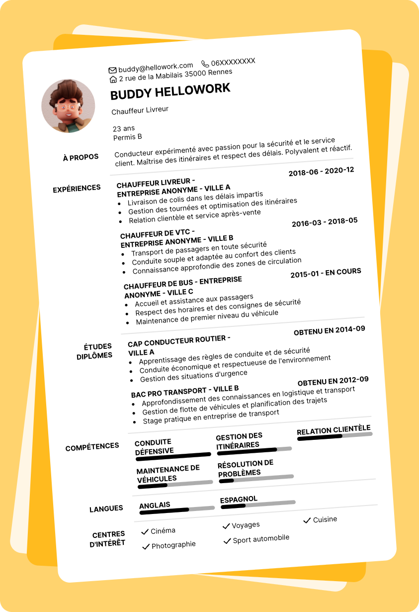 Exemple CV Conducteur