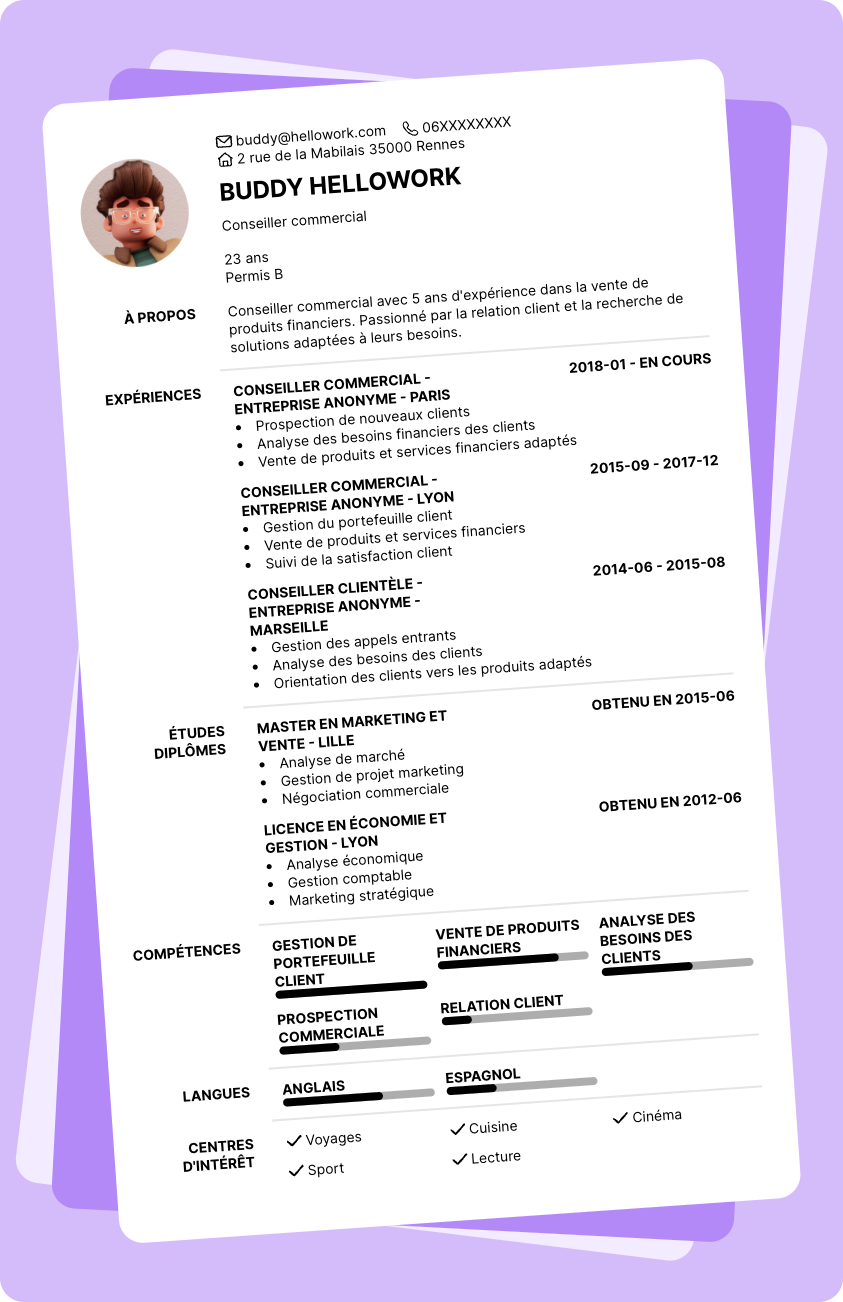 Modèle CV Conseiller commercial Exemple CV Conseiller commercial