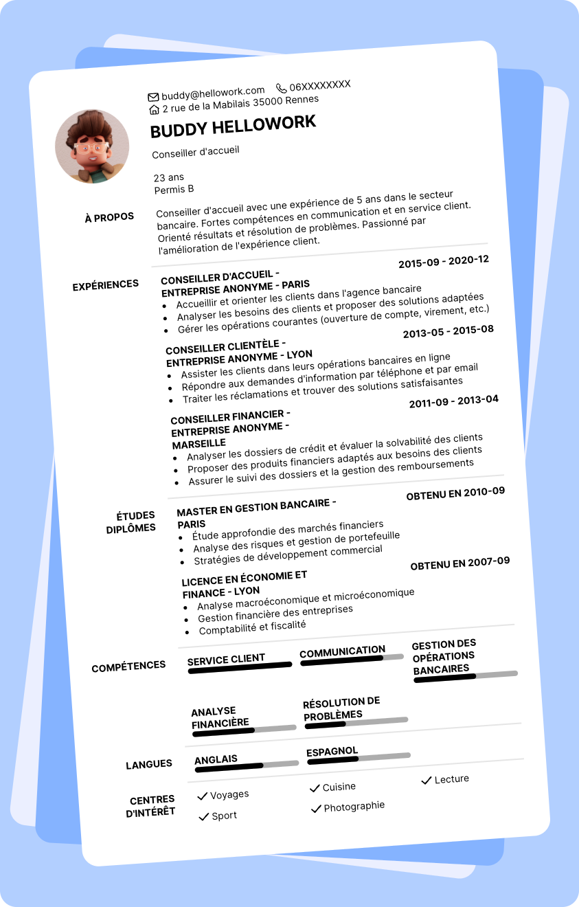 Exemple CV Conseiller d'accueil