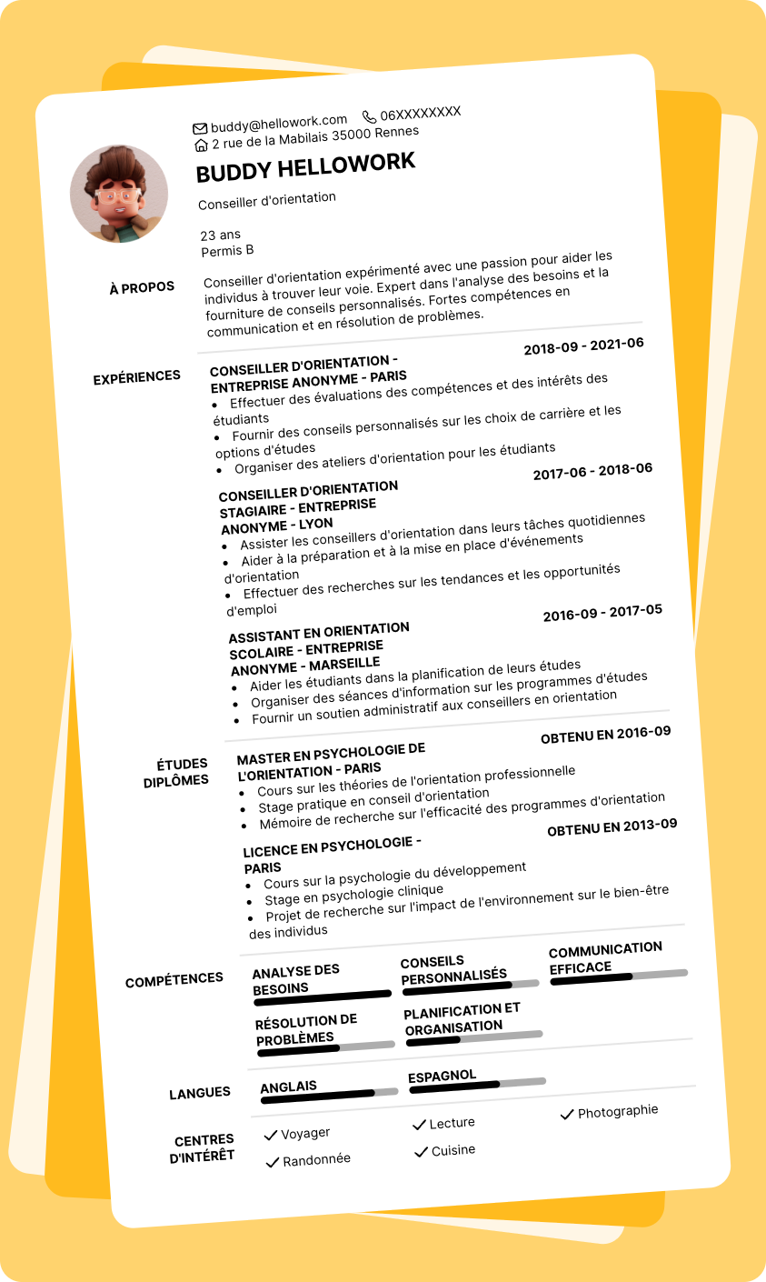 Exemple CV Conseiller d'orientation
