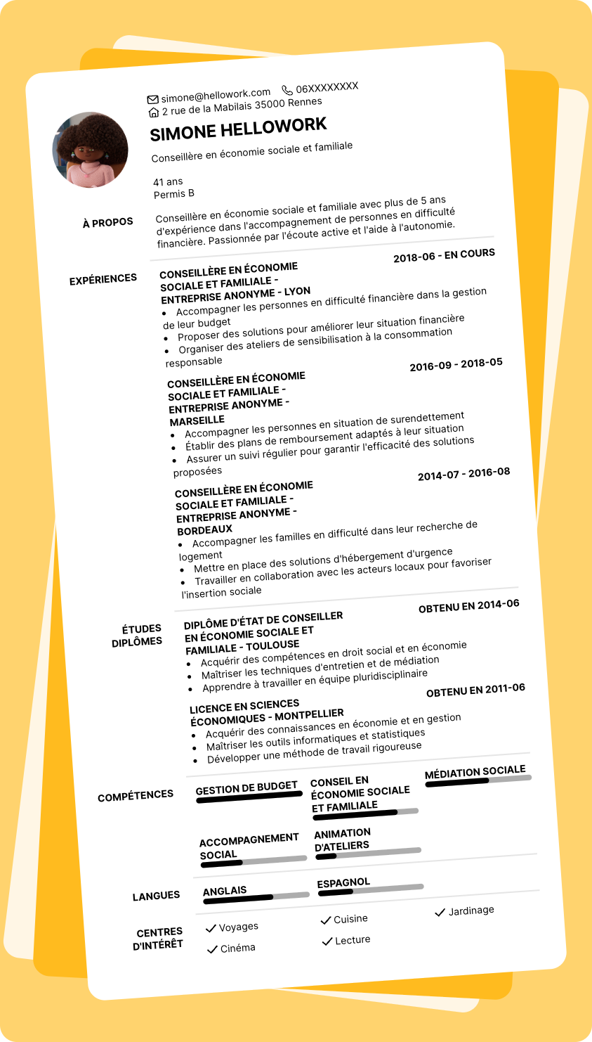 Exemple CV Conseillère en économie sociale et familiale