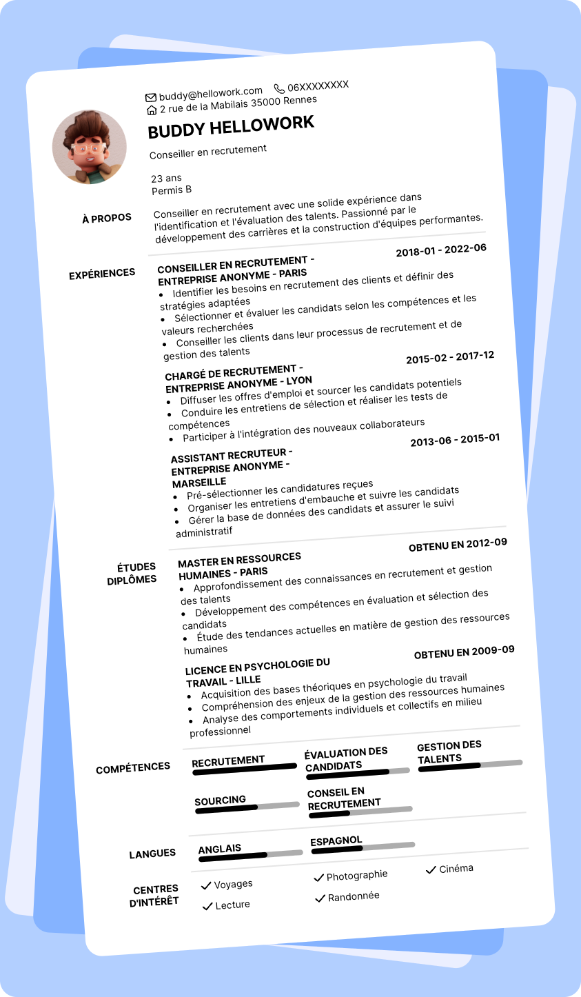 Exemple CV Conseiller en recrutement