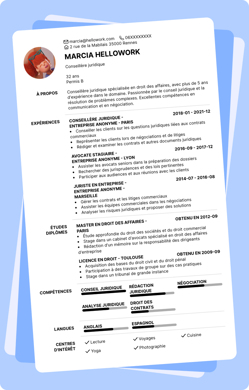 Modèle CV Conseiller juridique Exemple CV Conseiller juridique