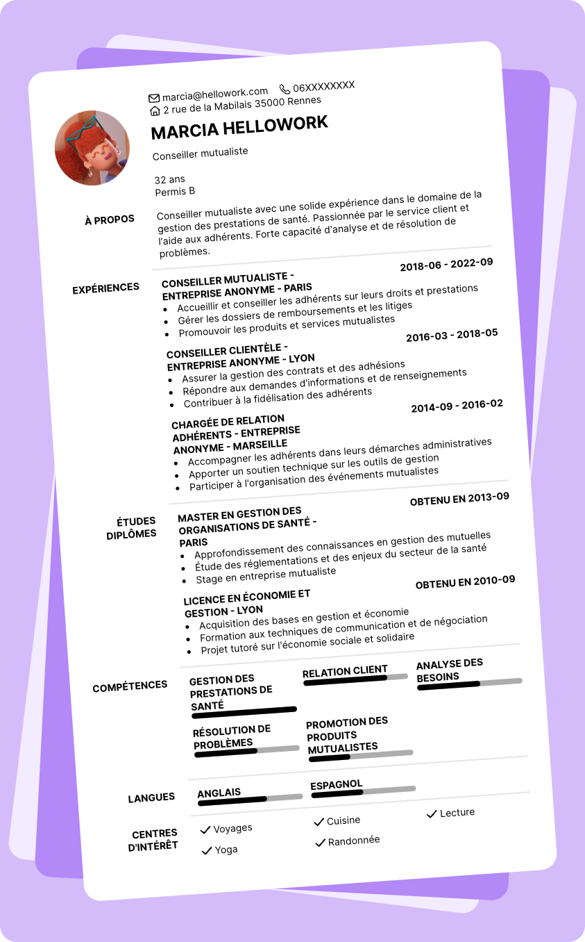 Exemple CV Conseiller mutualiste