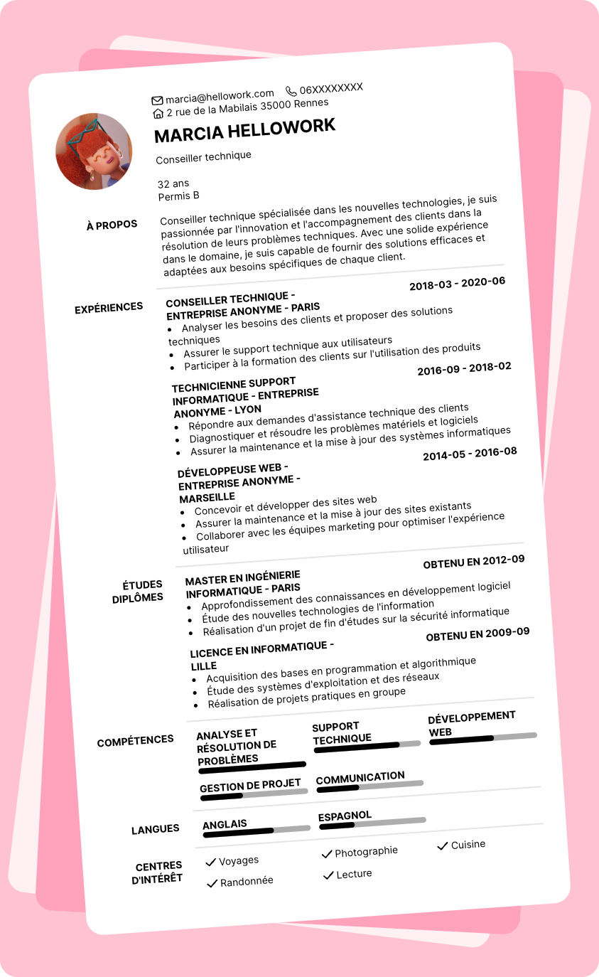 Exemple CV Conseiller technique